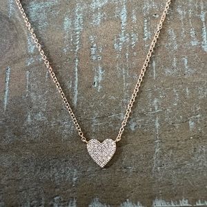 14k rose gold necklace with diamond heart attached pendant